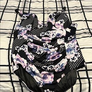 Floral Black and Purple Women’s One Piece Swimsuit